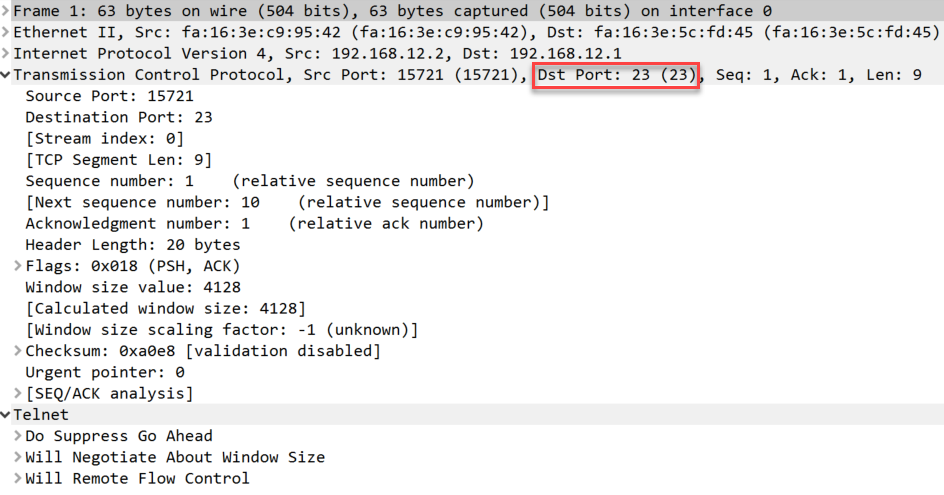 Telnet 패킷 캡처
